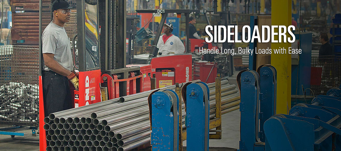 Our Raymond electric side loader fork lift trucks are able to handle long and bulky product loads with ease